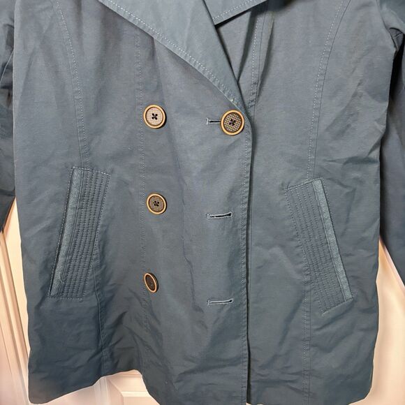 Marc New York Andrew Marc Women's Blue Double-Breasted Peacoat Hooded  Jacket M - Picture 2 of 16